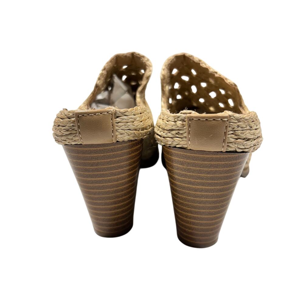 Comfort Est. 1946 Woven Raffia Jute Block Heel Mules 7.5W Natural Pointed Toe - Picture 6 of 8